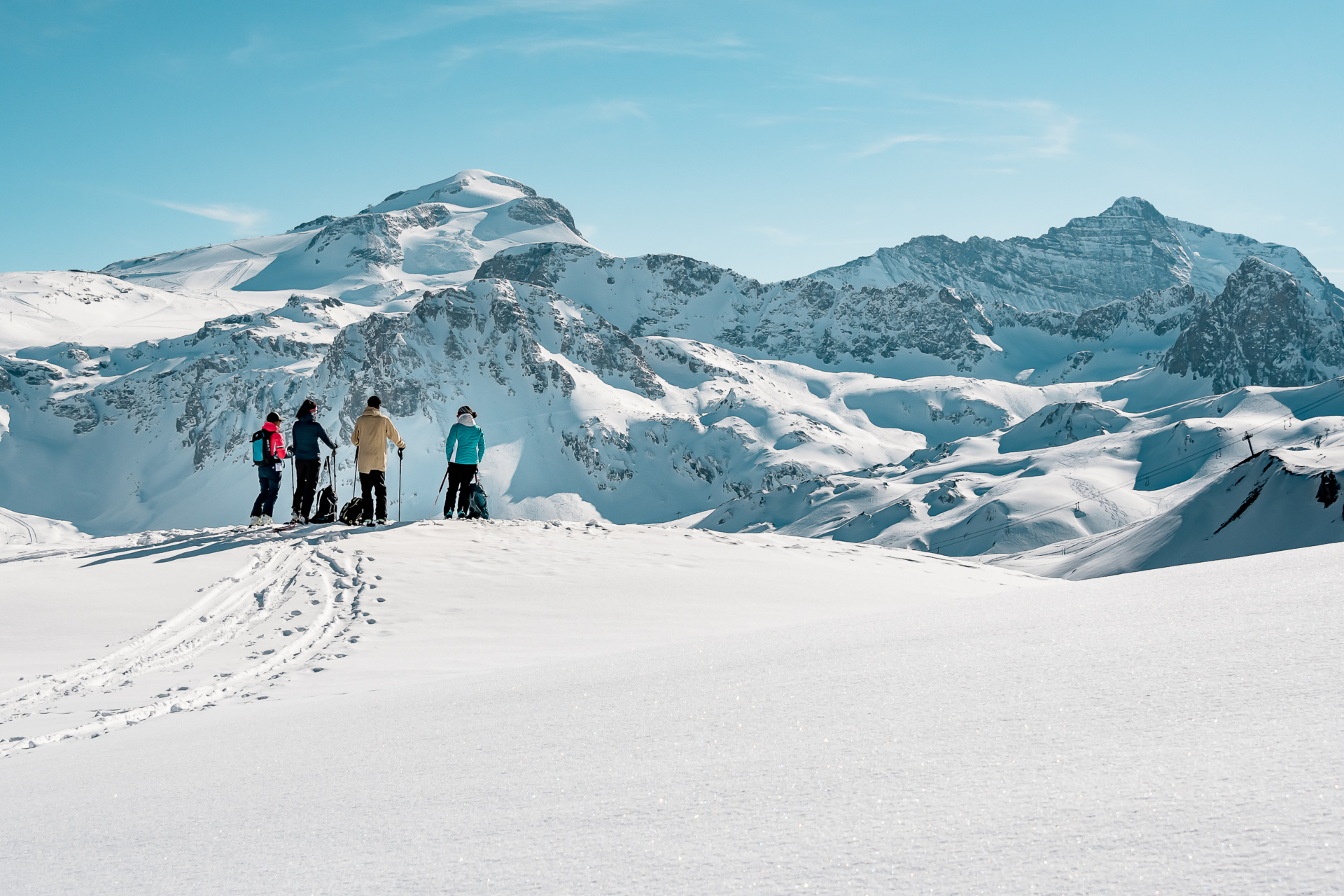 Toeristen op de piste
