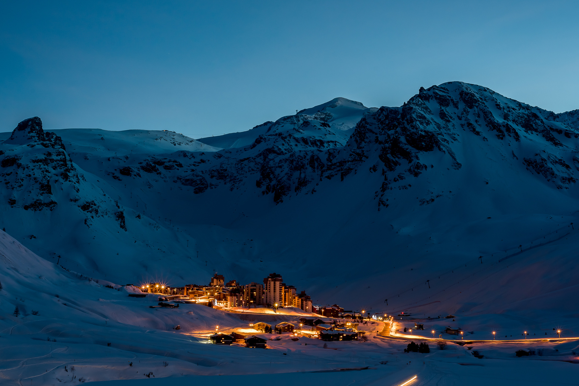 Tignes 's nachts